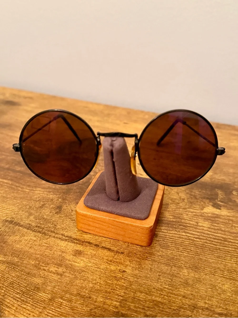 Vintage John Lennon Teashade Sunglasses Smoke Lenses Black Metal 1990s